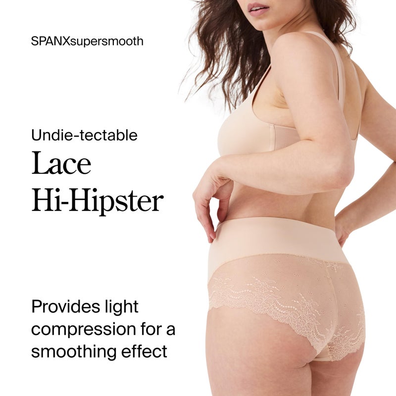 SPANX SPANXsmooth Undie-tectable Lace Hi-Hipster - For Core Control - Comfortable Lace Shapewear Underwear - No Visible Panty Lines - Soft Nude - Medium - Image 2